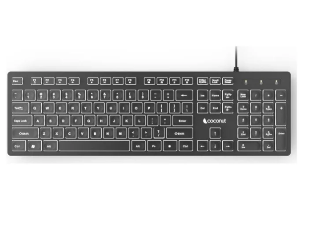 Coconut K26 illume Keylit + Backlit Wired Keyboard, 104 Keys