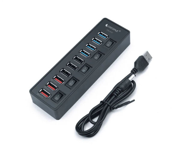 Coconut UH19 Galaxy 10 Port USB Hub with 3 Auto ID Charging Ports